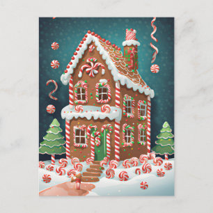 Gingerbrett Weihnachtshaus, Postkreuz Postkarte