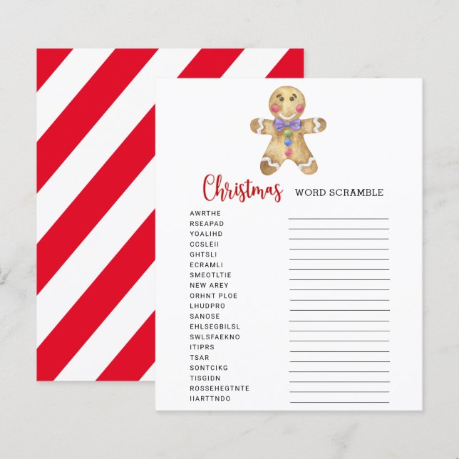 Gingerbrett - Word Scramble Game Card (Vorne/Hinten)