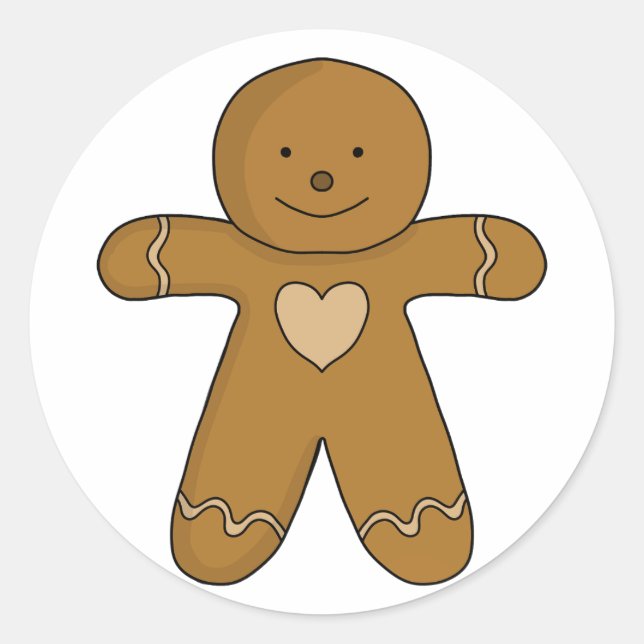 GingerBroad Man Weihnachtskost Runder Aufkleber (Vorderseite)