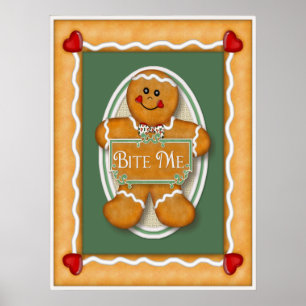 Gingerbrot Bite Me Poster