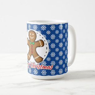 Gingerbrot - Blaue Schneeflocken Muster - Merry Xm Kaffeetasse