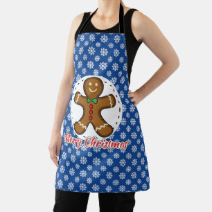 Gingerbrot - Blaue Schneeflocken Muster - Merry Xm Schürze