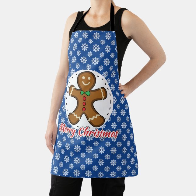 Gingerbrot - Blaue Schneeflocken Muster - Merry Xm Schürze (InSitu)