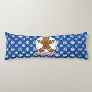 Gingerbrot - Blaue Schneeflocken Muster - Merry Xm Seitenschläferkissen