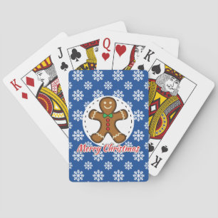 Gingerbrot - Blaue Schneeflocken Muster - Merry Xm Spielkarten