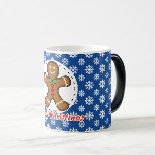 Gingerbrot - Blaue Schneeflocken Muster - Merry Xm Verwandlungstasse