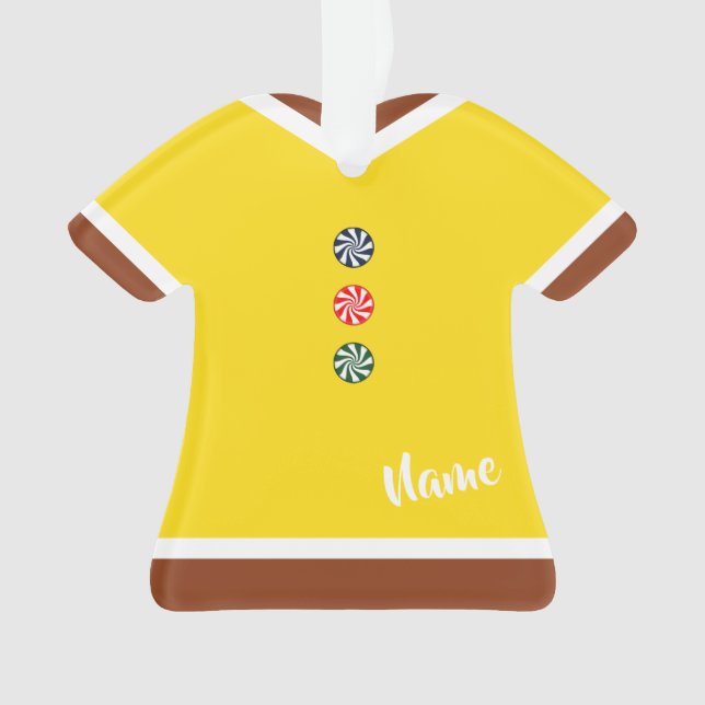 Gingerbrot Boy Shirt Gelb Weihnachten Ornament (Vorderseite)