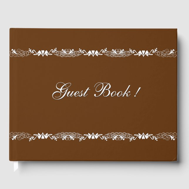 Gingerbrot Brown and White Design Gästebuch (Vorderseite)