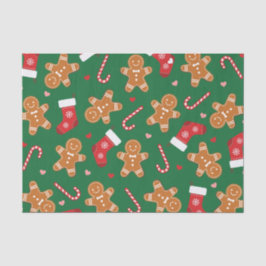 Gingerbrot Candy Cane Strümpfe Weihnachten Grün Seidenpapier