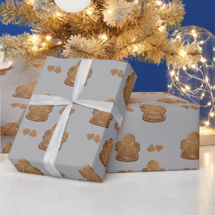 Gingerbrot-Cookie Fügen Sie Ihren Engel Dove Gray  Geschenkpapier