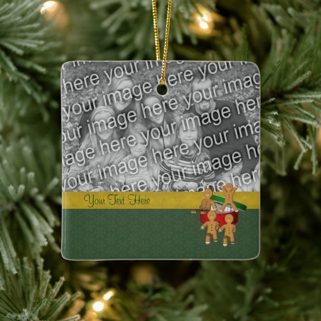 Gingerbrot Cookie Men Holiday Foto Keramikornament (Baum)