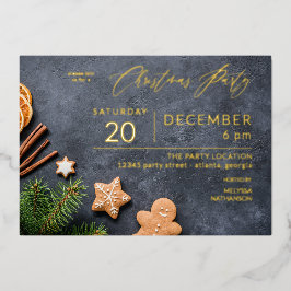 Gingerbrot Cookie & Orange Weihnachtsgebäck Party Folieneinladung