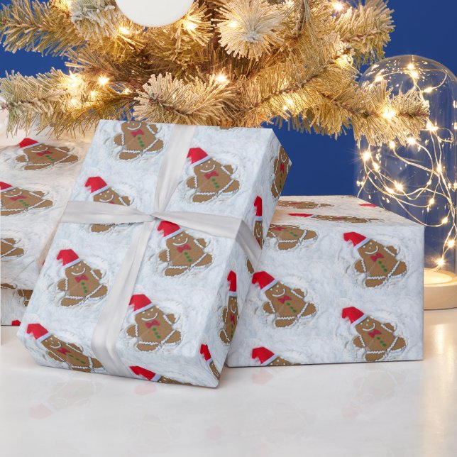 Gingerbrot Cookie Snow Angel Geschenkpapier (Feiertage)
