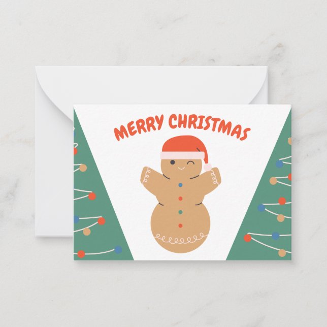 Gingerbrot Cookie Snowman Weihnachten Mitteilungskarte (Vorderseite)