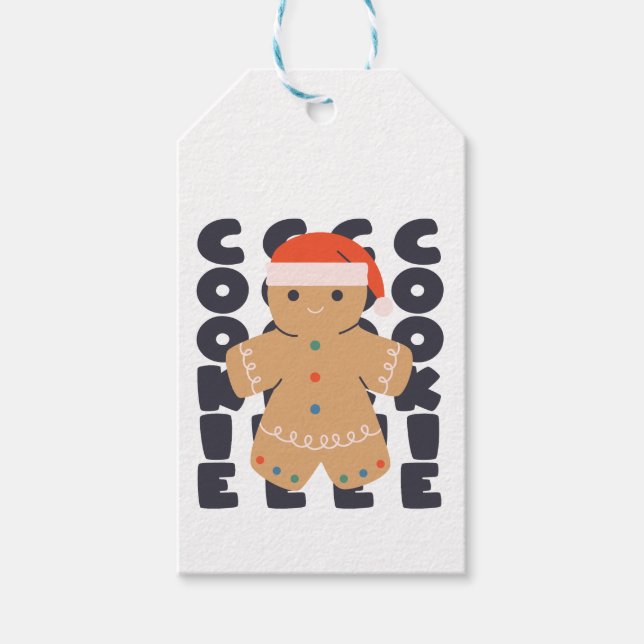 Gingerbrot Cookie Weihnachtsmuster Geschenkanhänger (Vorderseite)