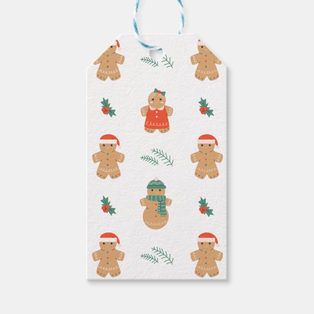 Gingerbrot Cookie Weihnachtsmuster Geschenkanhänger (Vorderseite)