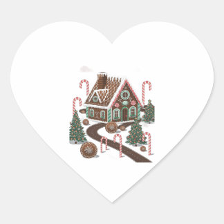 Gingerbrot Cookie Wonderland Herz-Aufkleber