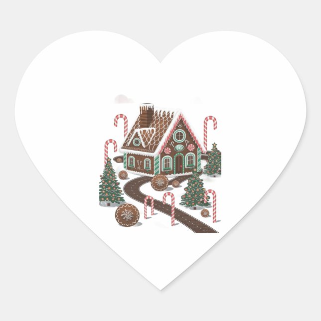 Gingerbrot Cookie Wonderland Herz-Aufkleber (Vorderseite)