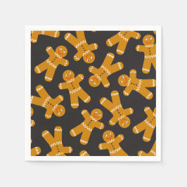 Gingerbrot Cookies auf schwarz Serviette