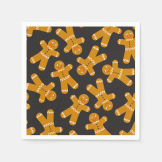 Gingerbrot Cookies auf schwarz Serviette