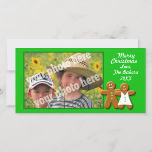 Gingerbrot Cookies Couple Foto Card Template Feiertagskarte