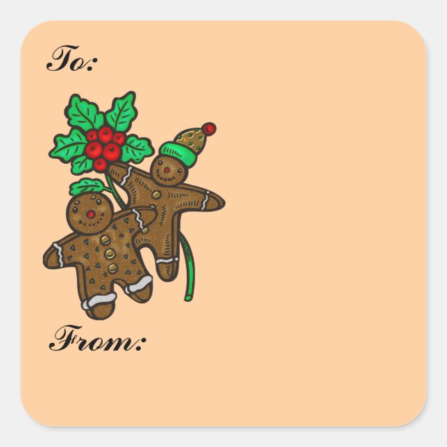 Gingerbrot Cookies Geschenksticker Quadratischer Aufkleber (Vorderseite)