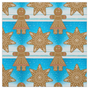 Gingerbrot Cookies Muster Whimsical Schneeflocken Stoff
