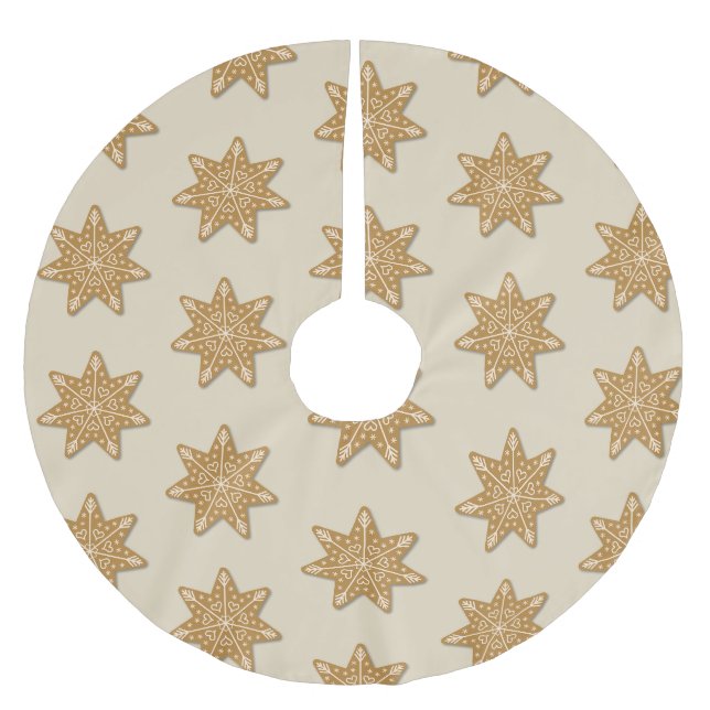 Gingerbrot Dekoriertes Sternkochmuster Polyester Weihnachtsbaumdecke (Vorderseite)