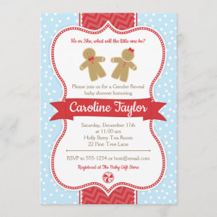 Gingerbrot Gender Reveal Baby Shower Einladung