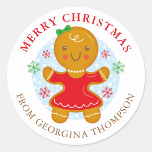 Gingerbrot Girl Personalisiert Holiday Label Runder Aufkleber