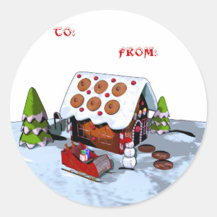 Gingerbrot-Haus Holiday Sticker Geschenketiketten