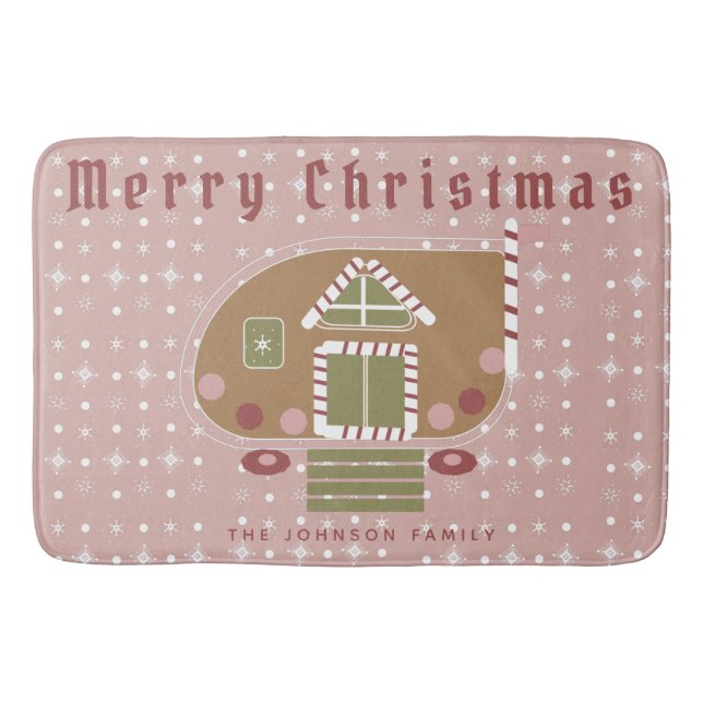 Gingerbrot House Camper Familienname Badematte (Vorderseite)