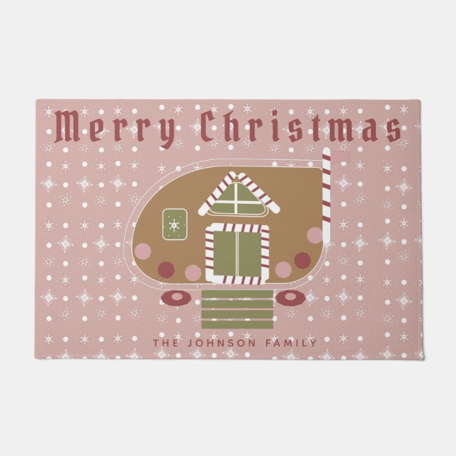 Gingerbrot House Camper Familienname Doormat Fußmatte (Vorderseite)