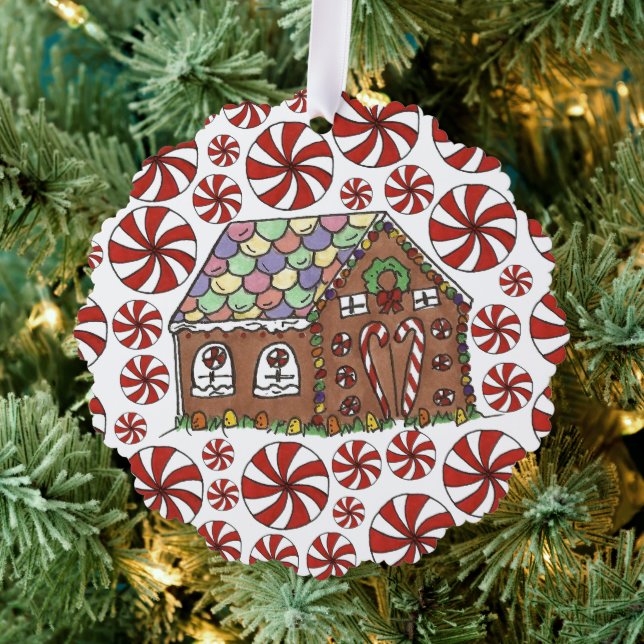 Gingerbrot House Candy Ugly Christmas Sweater Ornament Karte (Insitu (Baum))
