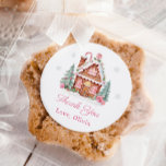 Gingerbrot House Christmas Geburtstag Vielen Dank Runder Aufkleber<br><div class="desc">Gingerbrot Haus Weihnachten Geburtstag Danke Stickers</div>