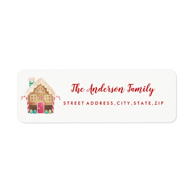 Gingerbrot House Christmas Return Address Label (Vorne)