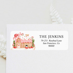 Gingerbrot House Christmas Return Address Label