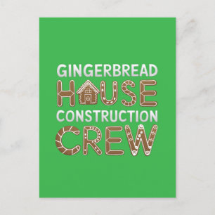 Gingerbrot House Construction Crew Digitale Kunst Postkarte