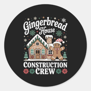 Gingerbrot House Construction Crew Weihnachten Wei Runder Aufkleber