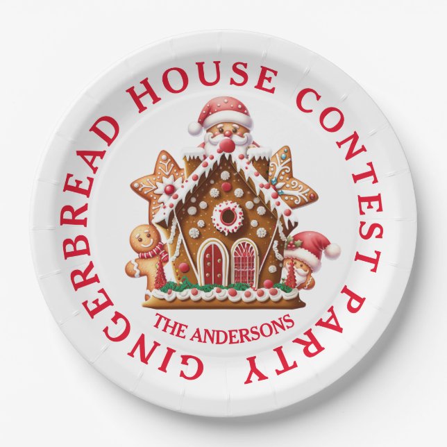 Gingerbrot House Contest Party White & Red Pappteller (Vorderseite)