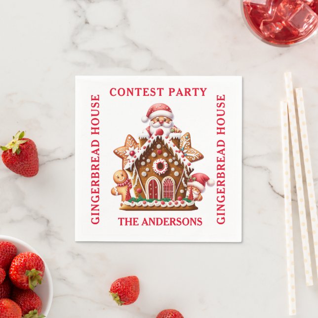 Gingerbrot House Contest Party White & Red Serviette (Beispiel)
