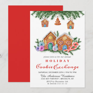 Gingerbrot House Cookie Exchange Weihnachtsfeierta Einladung