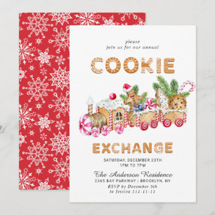 Gingerbrot House Cookie Exchange Weihnachtsfeierta Einladung