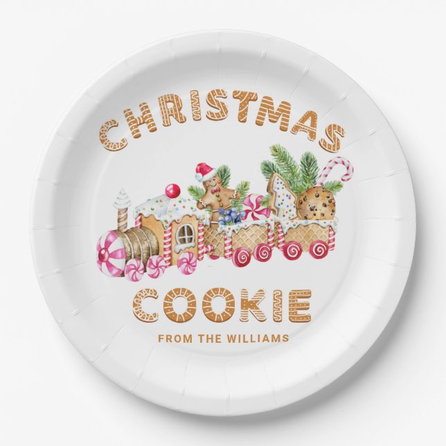 Gingerbrot House Cookie Exchange Weihnachtsfeierta Pappteller (Vorderseite)