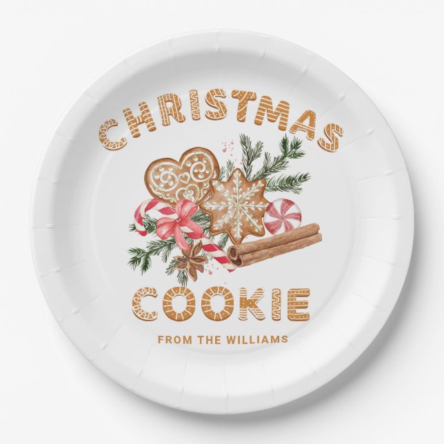 Gingerbrot House Cookie Exchange Weihnachtsfeierta Pappteller (Vorderseite)
