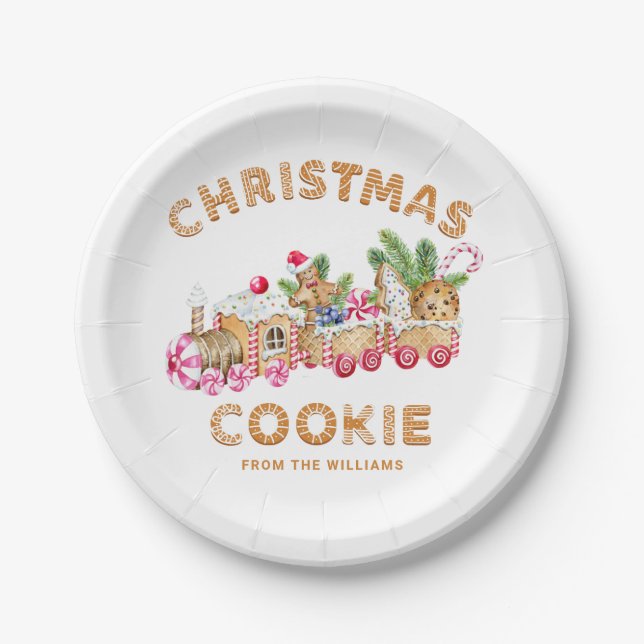 Gingerbrot House Cookie Exchange Weihnachtsfeierta Pappteller (Vorderseite)