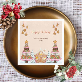 Gingerbrot House Holiday Party Brown Serviette