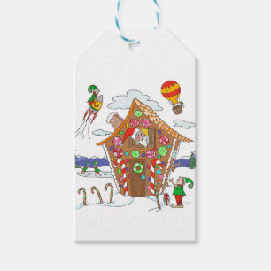 Gingerbrot House mit Santa Elves Farbenfroh Geschenkanhänger