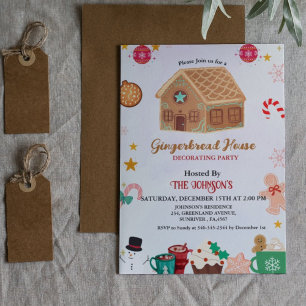Gingerbrot House Party Weihnachten Winterurlaub Einladung