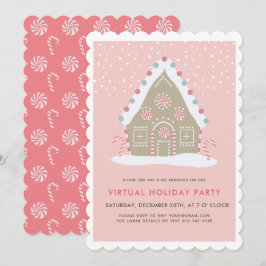 Gingerbrot House Pink Virtual Holiday Party Einladung
